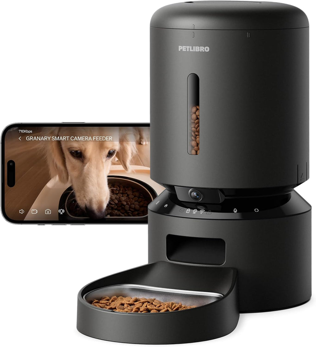 PETLIBRO Automatic Cat Feeder with Camera, 1080P HD & Night Vision, 5GHz/2.4GHz WiFi & Cam Smart Pet Feeder with App Control, 2-Way Audio, Motion Alerts for Cats & Dogs, Stainless Steel Single Tray