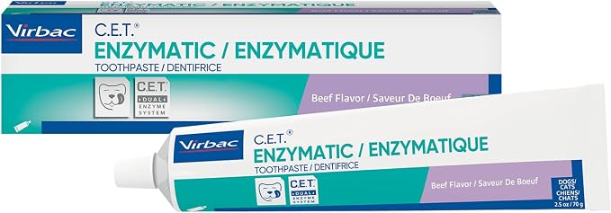 Virbac C.E.T. Enzymatic Toothpaste| Tartar & Plaque Control for Fresh Breath | Pet Dental Care Toothpaste |Beef Flavor, 2.5 oz