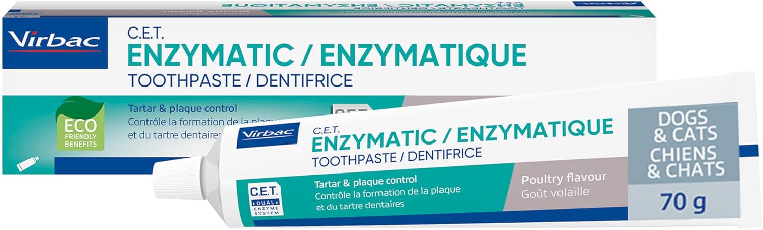 Virbac C.E.T. Enzymatic Toothpaste| Tartar & Plaque Control for Fresh Breath | Pet Dental Care Toothpaste |Beef Flavor, 2.5 oz
