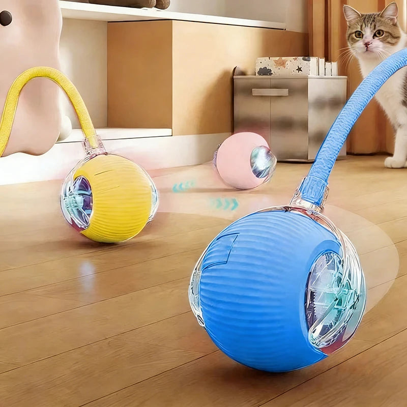 Interactive Cat Ball Toy Automatic Rolling Ball with Tail Rechargeable Smart Pet Interactive Toy Intelligent Mouse for Cat