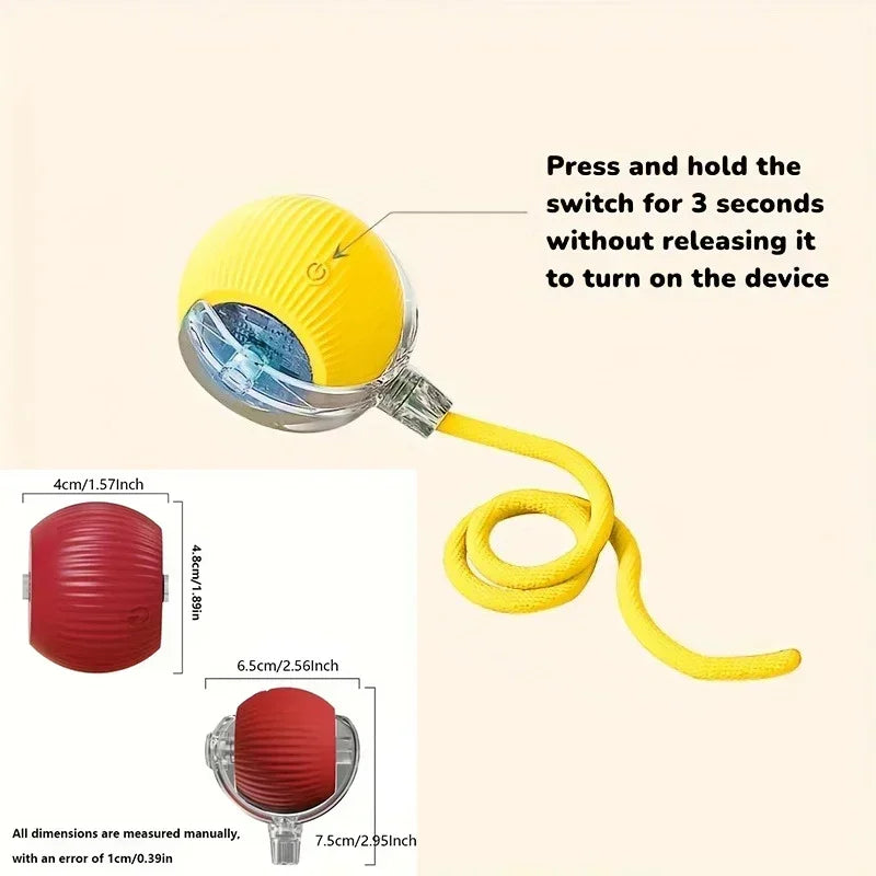 Interactive Cat Ball Toy Automatic Rolling Ball with Tail Rechargeable Smart Pet Interactive Toy Intelligent Mouse for Cat
